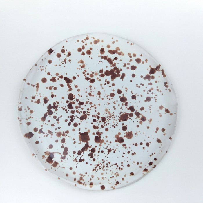 talerz ceramiczny nakrapiany brązowy