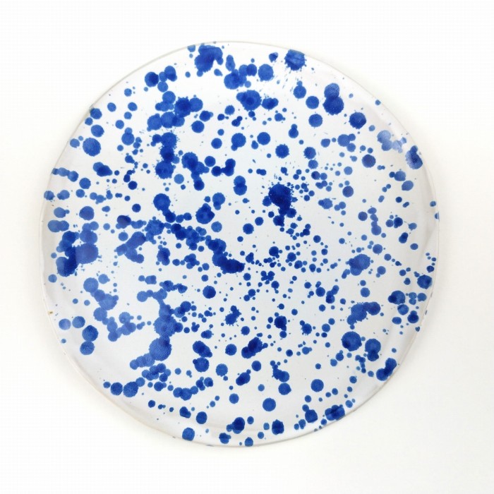 talerz ceramiczny nakrapiany niebieski